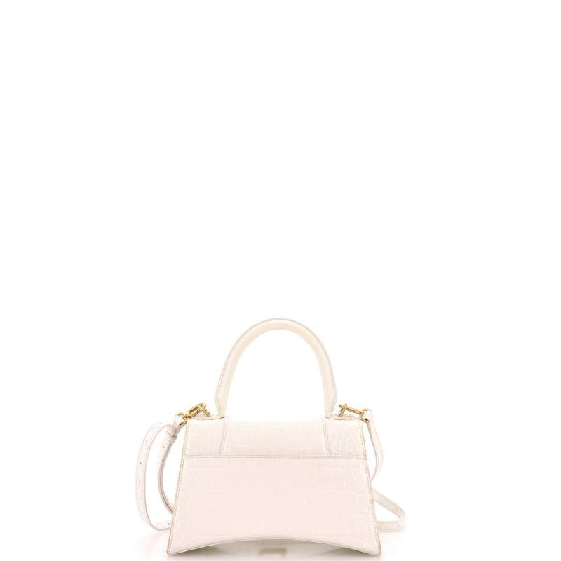 Balenciaga Hourglass Top Handle Bag Crocodile Embossed Leather Small - 3