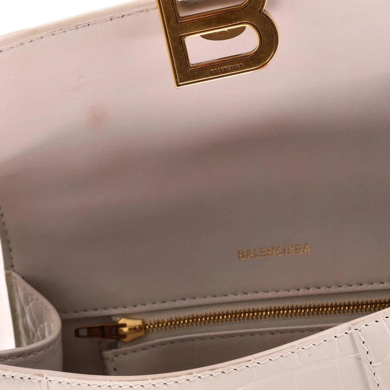 Balenciaga Hourglass Top Handle Bag Crocodile Embossed Leather Small - 8