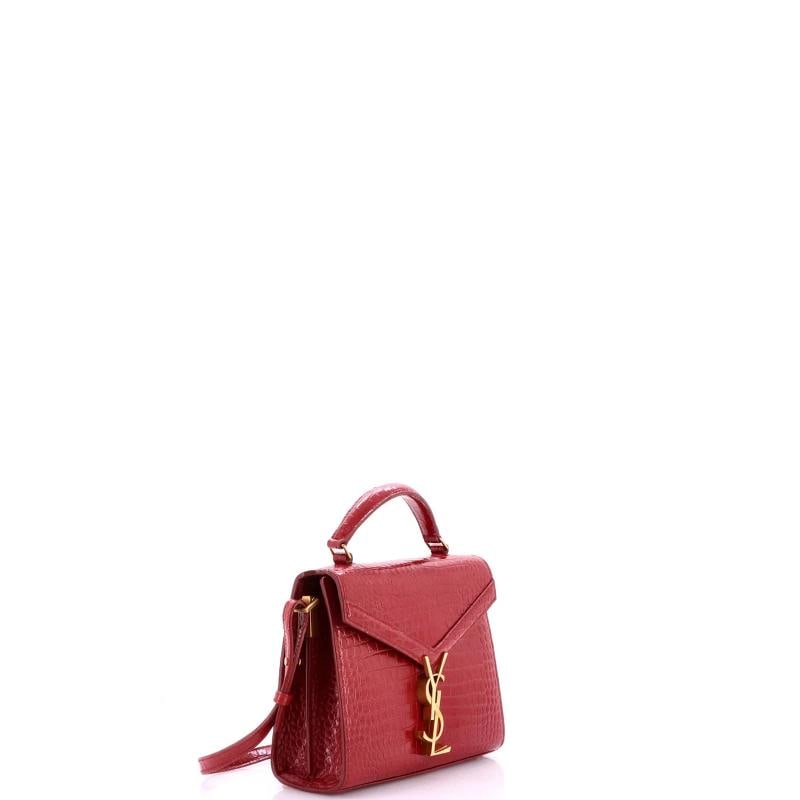 Saint Laurent Cassandra Top Handle Bag Crocodile Embossed Leather Mini - 2