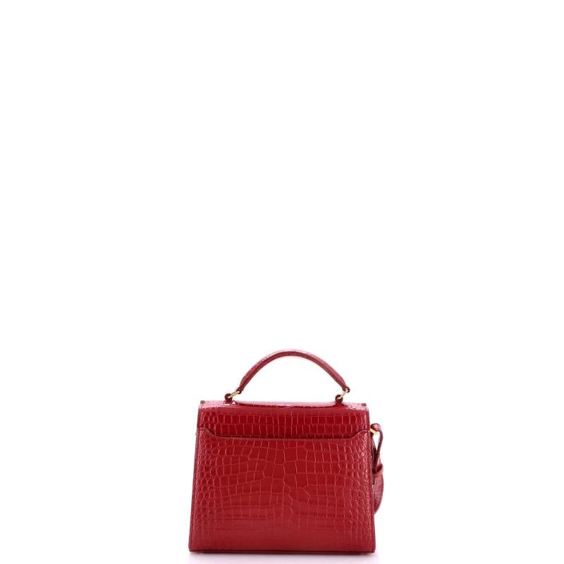 Saint Laurent Cassandra Top Handle Bag Crocodile Embossed Leather Mini - 3