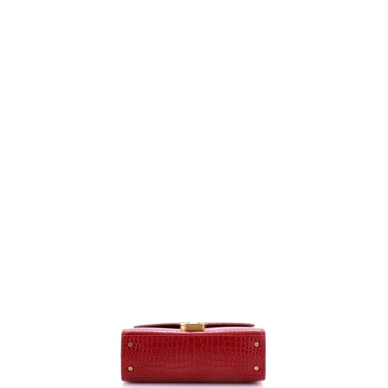 Saint Laurent Cassandra Top Handle Bag Crocodile Embossed Leather Mini - 4