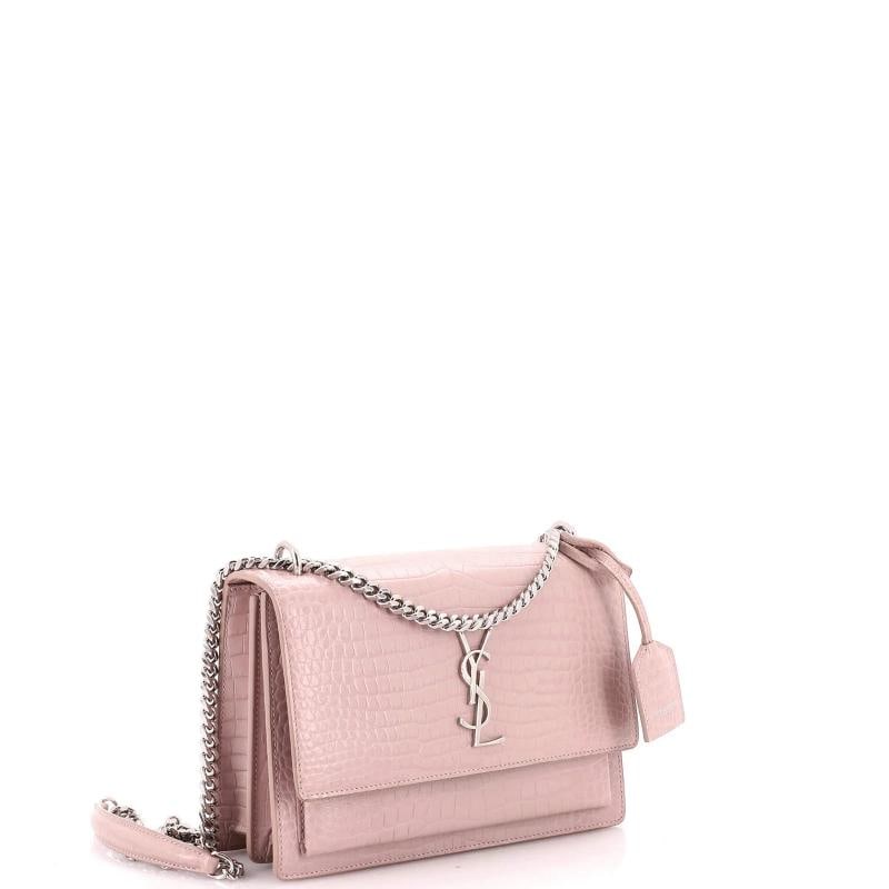 Saint Laurent Sunset Crossbody Bag Crocodile Embossed Leather Medium - 2