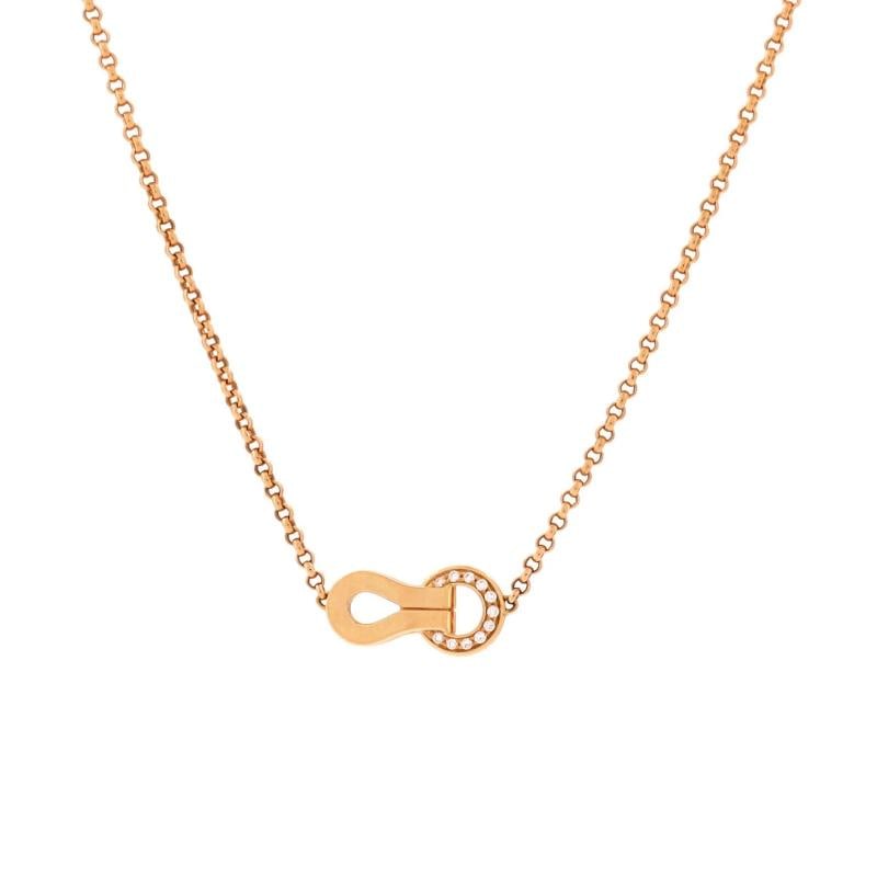 Cartier Agrafe Pendant Necklace 18K Rose Gold with Diamonds: Measurements: Length: 15.0 - 16.0 ", Pendant Length: 14.9 mm, Pendant Width: 6.8 mm . Condition: Pre-owned - Good,Brand: Cartier,Main Stone: Diamond,Metal: 18K Rose Gold,Metal Purity: 18K,Style: Penda