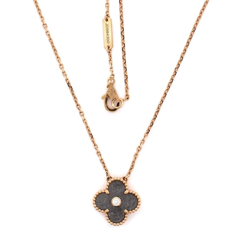 Van Cleef & Arpels Vintage Alhambra Pendant Necklace 18K Rose Gold and Silver - 3