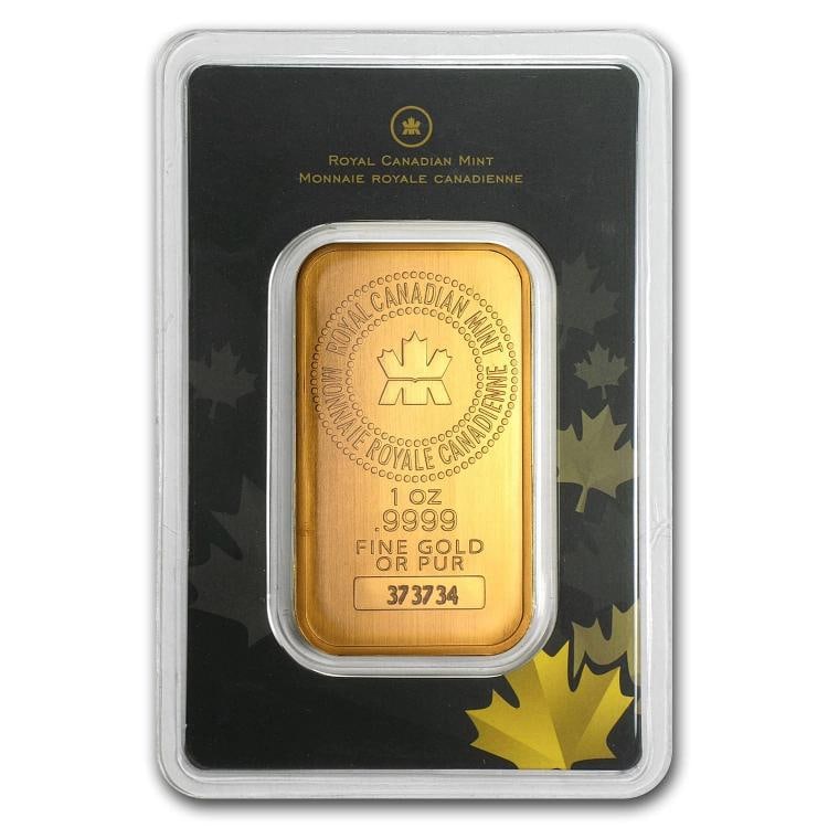 1 oz Gold Bar - Royal Canadian Mint (Classic Assay): Brand: Canada - Royal Canadian Mint,MPN: 72805,Year: Random,Fineness: 0.9999,Denomination: 1 oz,Circulated/Uncirculated: None,Certification: Uncertified,Country of Origin: Canada