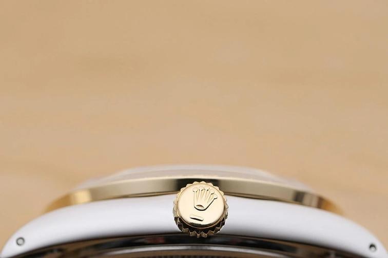 ROLEX MENS DATEJUST 16233 ICE BLUE FACTORY DIAMOND 18K YELLOW GOLD STEEL WATCH - 9