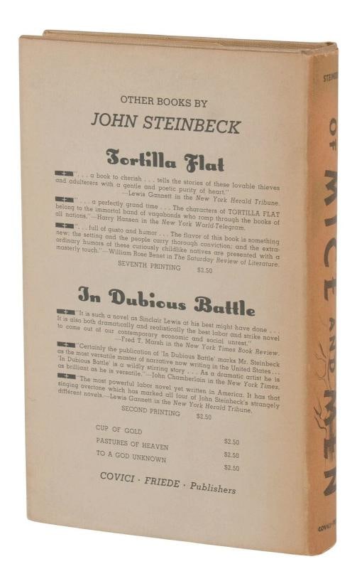 Of Mice and Men ~ by JOHN STEINBECK ~ First Edition ~ 1st Printing 1937 - 2
