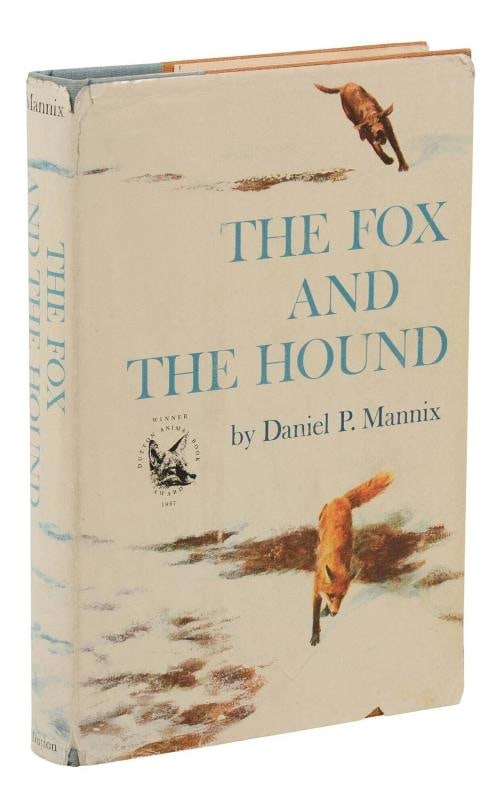 The Fox and the Hound ~ by DANIEL P. MANNIX ~ First Edition ~ 1st Printing 1967: First edition of the novel that inspired the animated Disney film New York: E. P. Dutton & Co., Inc, 1967. First edition, first printing. 255 pp. Bound in publisher's tan and blue cloth stamped in bro
