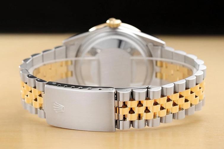ROLEX DATEJUST 16233 BLUE VIGNETTE FACTORY DIAMOND 18K GOLD STEEL TWO TONE WATCH - 6