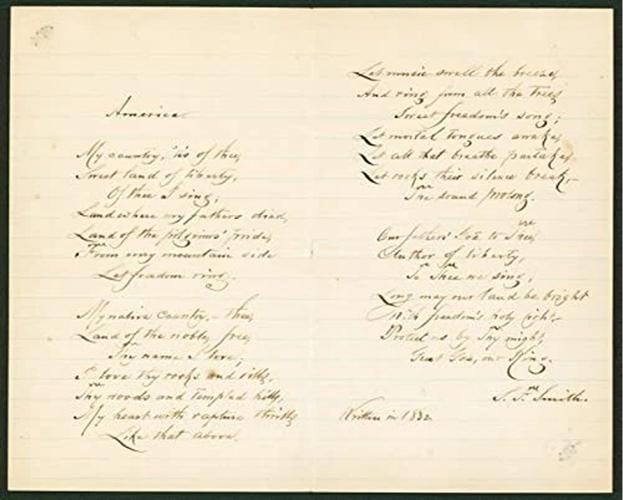 Samuel Francis Smith Signed 8x10 Hand Written Poem (Beckett LOA Auto Grade 9) - 4