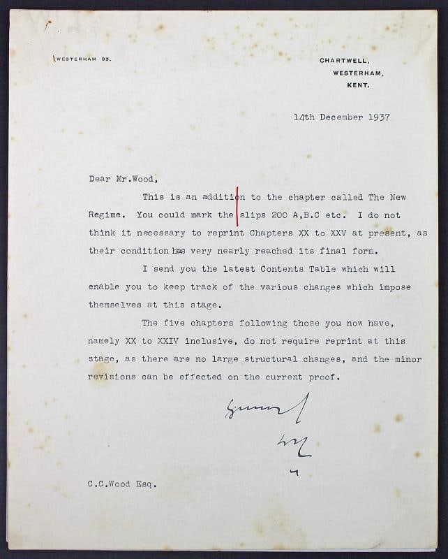 Winston Churchill Signed Letter Dated 12/14/1937 (Beckett LOA) - 9