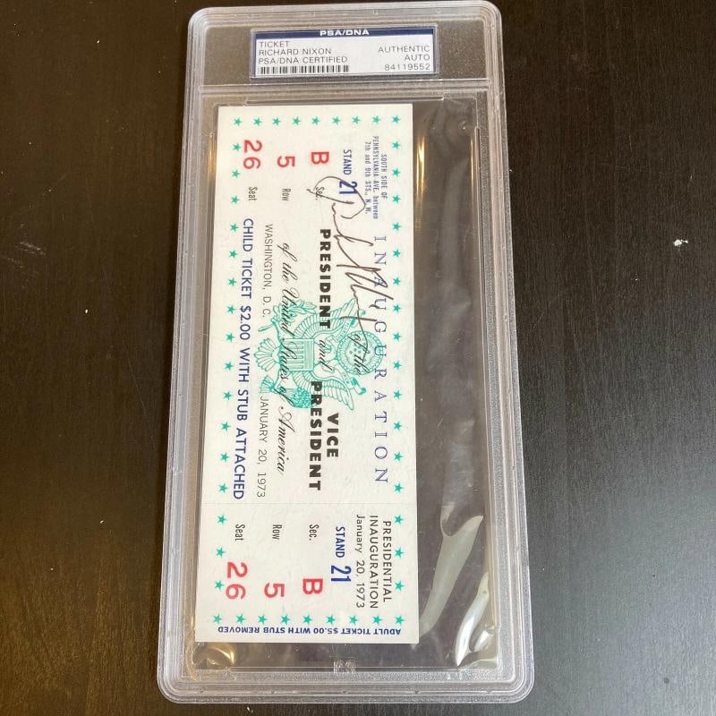 President Richard Nixon Signed Full Inauguration Ticket Jan 20, 1973 PSA - 2