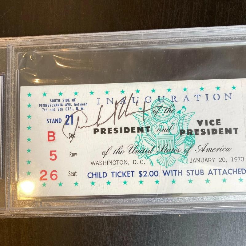 President Richard Nixon Signed Full Inauguration Ticket Jan 20, 1973 PSA - 3