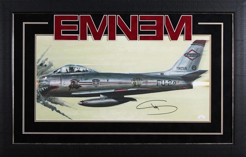 Eminem Slim Shady Signed & Framed 12x24 Kamikaze Lithograph JSA: Industry: Music,Original/Reproduction: Original,Autograph Authentication: JSA,PRODUCT_COA: JSA,PRODUCT_SIGNED_BY_NAME: Eminem Slim Shady,Country of Origin: United States
