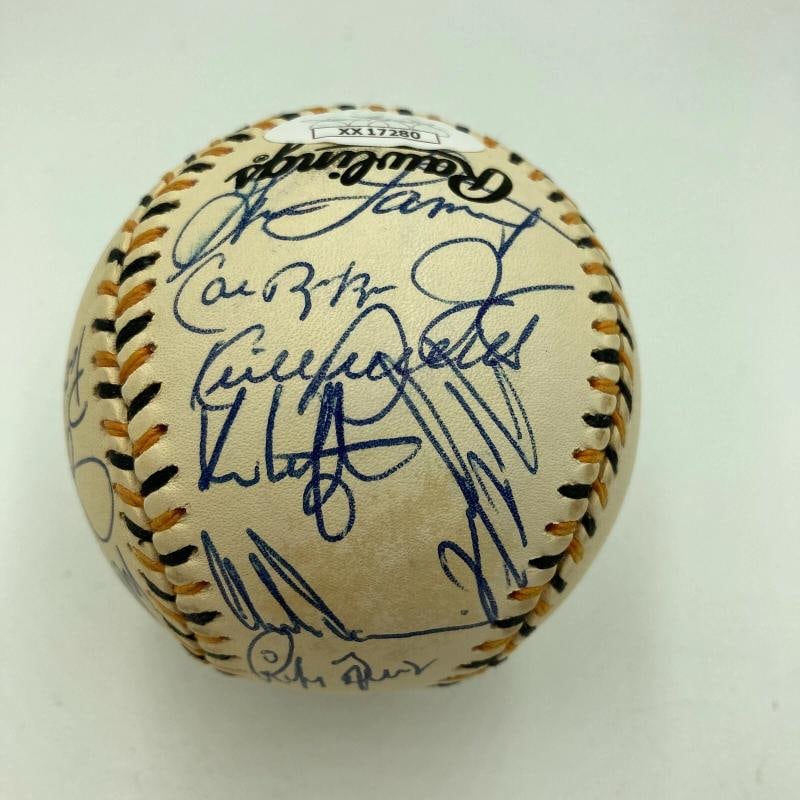 1994 All Star Game Team Signed Baseball With 26 Signatures Including Kirby Puckett & Cal Ripken Jr.: Signatures include: Frank Thomas, Cal Ripken Jr., Kirby Puckett, Wade Boggs, Will Clark, Paul Molitor, Mike Mussina, Roberto Alomar, Paul O'Neill, and many more.. Product: Ball,Sport: Baseball-MLB,Aut