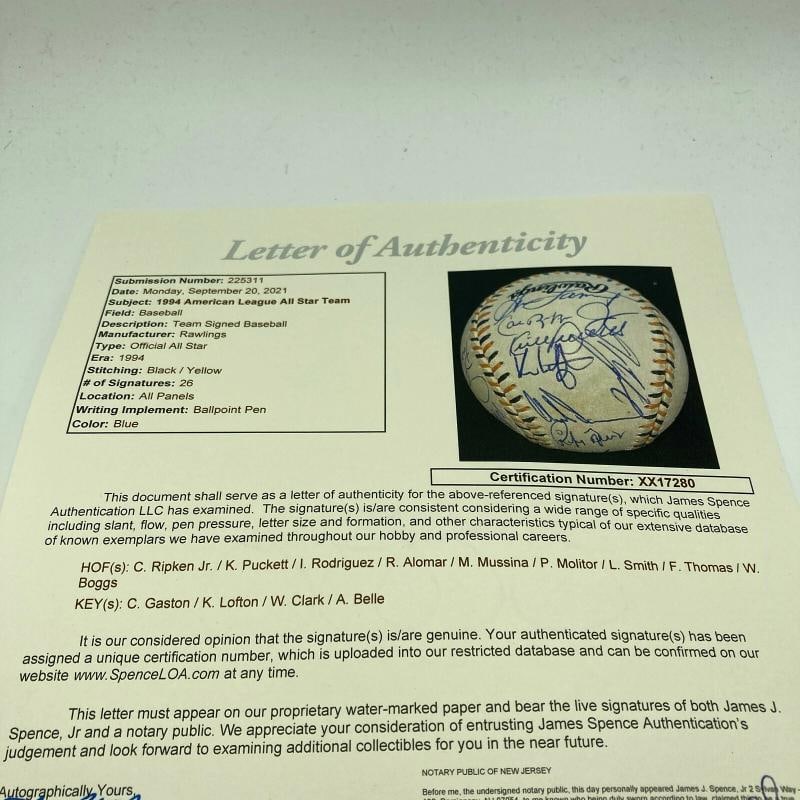 1994 All Star Game Team Signed Baseball With 26 Signatures Including Kirby Puckett & Cal Ripken Jr. - 4