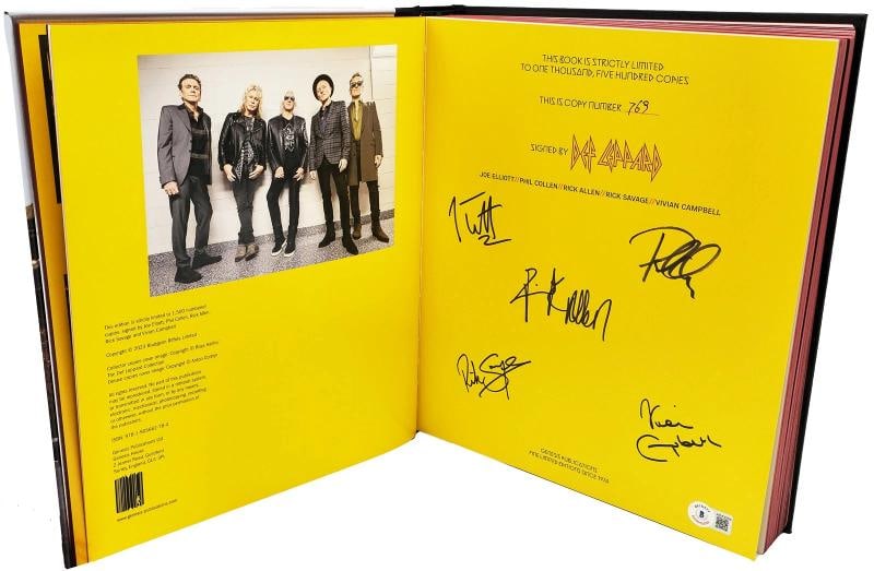 Def Leppard Auto Definitely Genesis Publications Book /1500 By All 5 Members Beckett: Signed by Joe Elliott, Phil Collen, Rick Allen, Rick Savage and Vivian Campbell. Autograph Authentication: Beckett Authentication Services (BAS),Country of Origin: United States