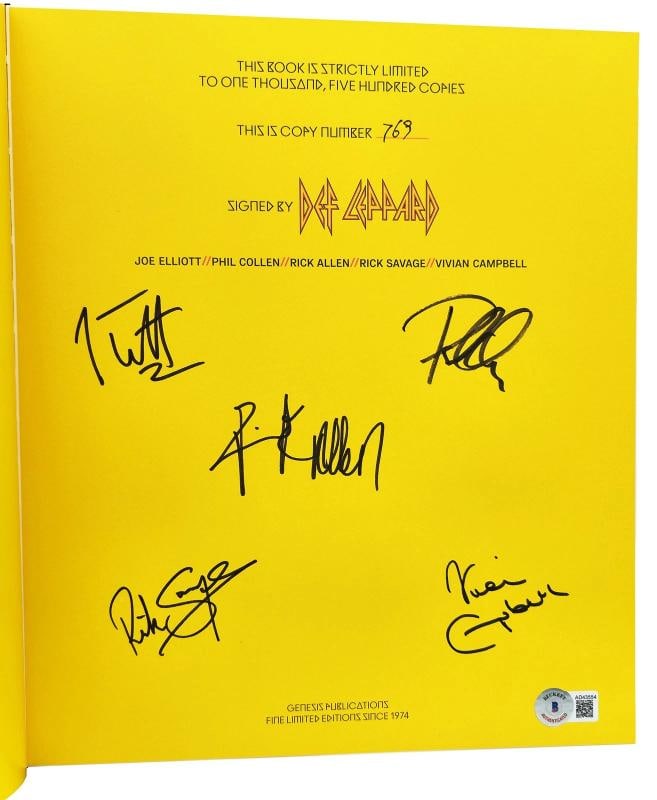 Def Leppard Auto Definitely Genesis Publications Book /1500 By All 5 Members Beckett - 4