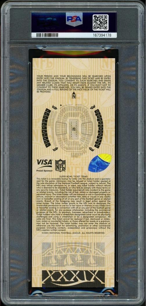 Tom Brady Signed 2005 SB XXXIX Full Ticket New England Patriots PSA9 Auto 10 - 2