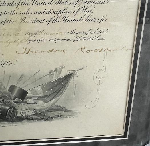 Theodore Roosevelt Autographed Framed Document 26th U.S. President (Beckett LOA) - 2