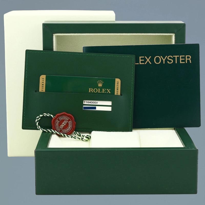 MINT PAPERS Rolex Milgauss Green Anniversary Orange Black 116400GV Steel Watch - 7