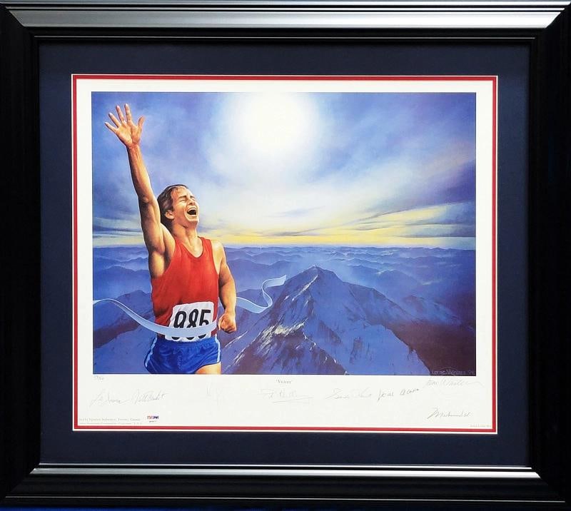 Multi-Signed Framed 19x22 Lithograph Photo With 7 Signatures Including Neil Armstrong, Muhammad A...: Sport: Multi Sport,Product: Photo,Object Type: Photograph,Player: Victory,Signed By: Victory,Autographed: Yes,Signed: Yes,Autograph Authentication: Professional Sports Authenticator