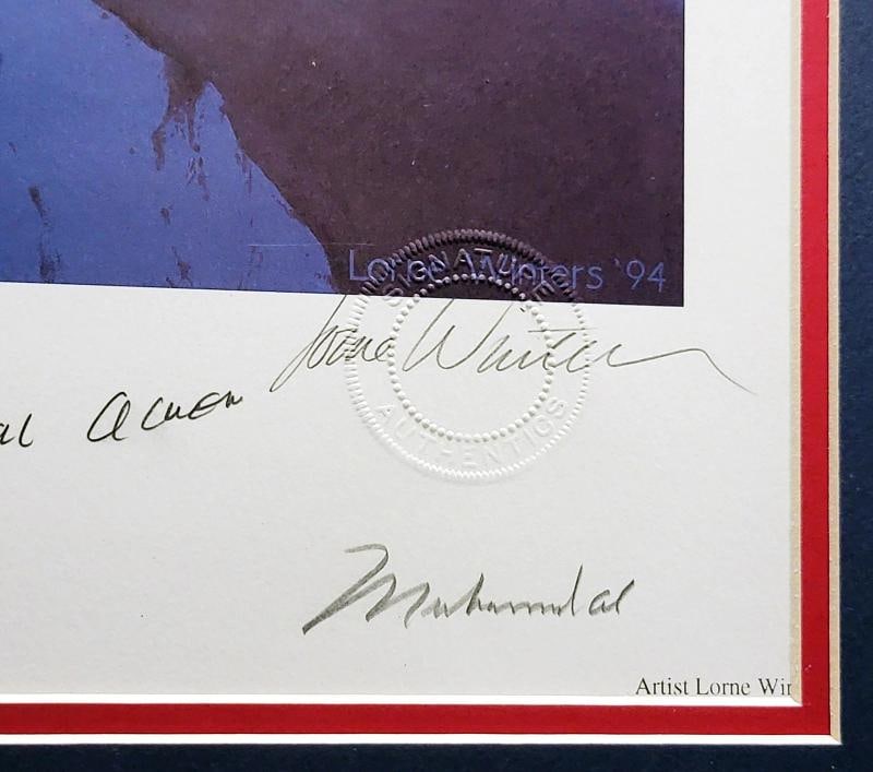 Multi-Signed Framed 19x22 Lithograph Photo With 7 Signatures Including Neil Armstrong, Muhammad A... - 4