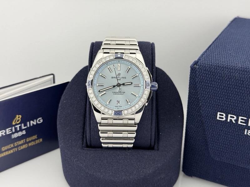 Breitling Super Chronomat A17356 38mm Diamond Bezel Blue Dial Steel Box Booklet (1 of 11)