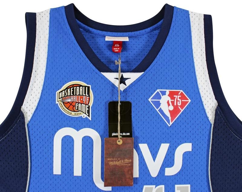 Dirk Nowitzki Signed Mavs Blue M&N HOF Class of 2023 TB HWC Swingman Jersey Beckett - 7