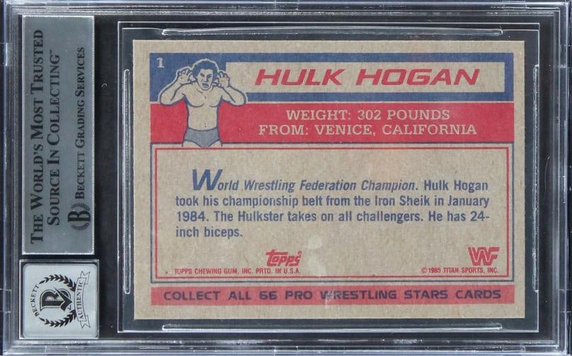 Hulk Hogan Signed 1985 Topps WWF #16 Yellow Back Rookie Card Auto 10 BAS Slabbed - 2