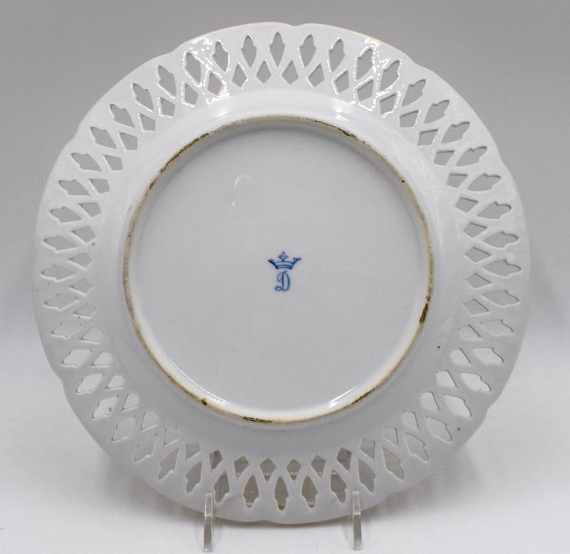 Set of 6 Dresden Yellow Hand Painted Pierced Cabinet Plates, Circa 1900 - 13