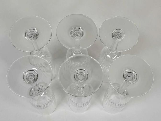 NOS NEW! Baccarat French Cut Crystal Nancy Champagne Flute Set of 6 In Box 1980s - 5