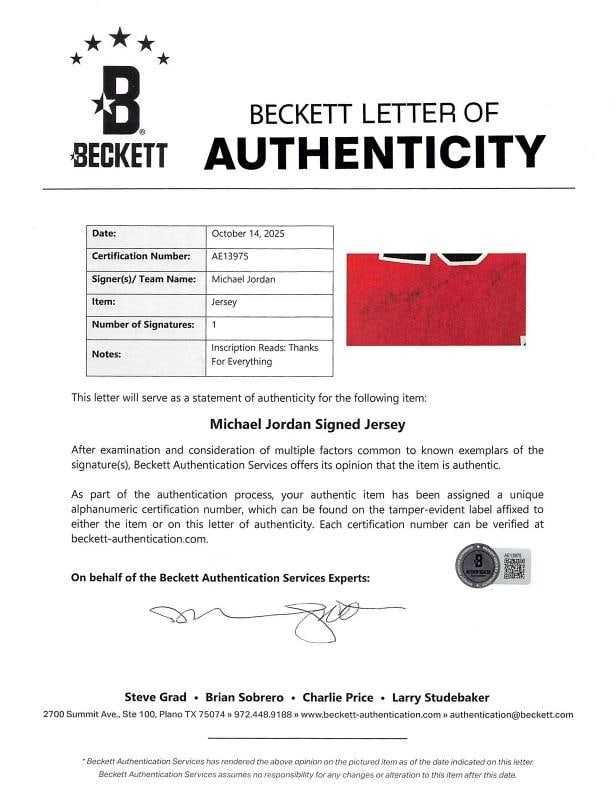 Michael Jordan Signed Chicago Bulls Jersey Inscribed "Thanks For Everything" (Beckett LOA) - 7