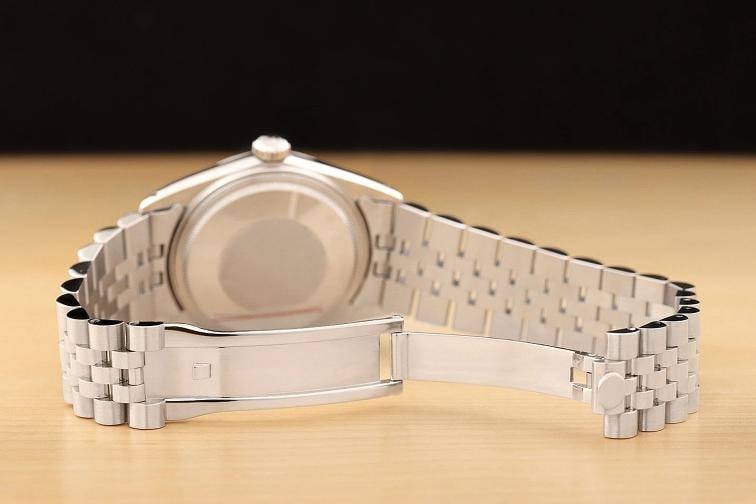ROLEX MENS DATEJUST 16014 BLUE 18K WHITE GOLD STAINLESS STEEL QUICKSET WATCH - 9