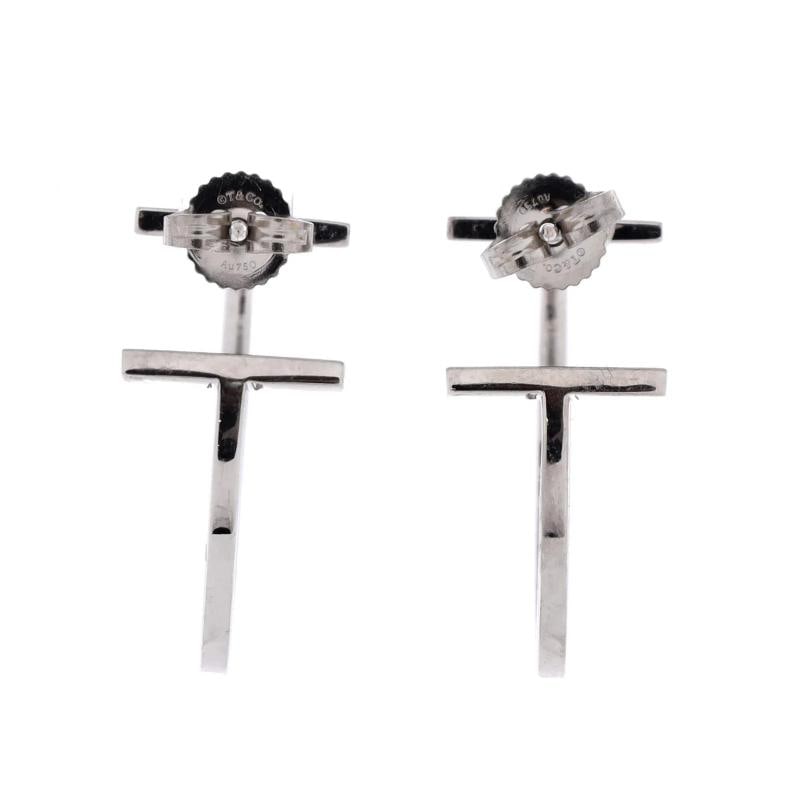 Tiffany & Co. T Wire Hoop Earrings 18K White Gold Medium - 3