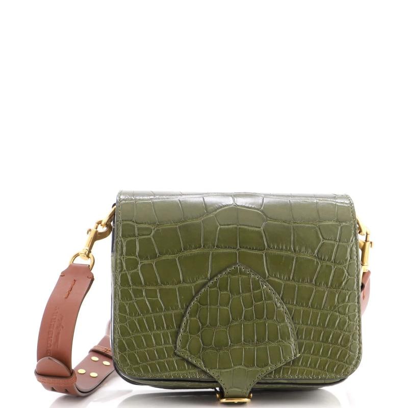 Burberry Bridle Square Satchel Alligator Medium: Accessories: With Strap Measurements: Height 7", Width 8.5", Depth 3", Strap Drop 18-22". Condition: Pre-owned - Good,Brand: Burberry,Exterior Material: Alligator,Style: Cross Body Bags,Exterior
