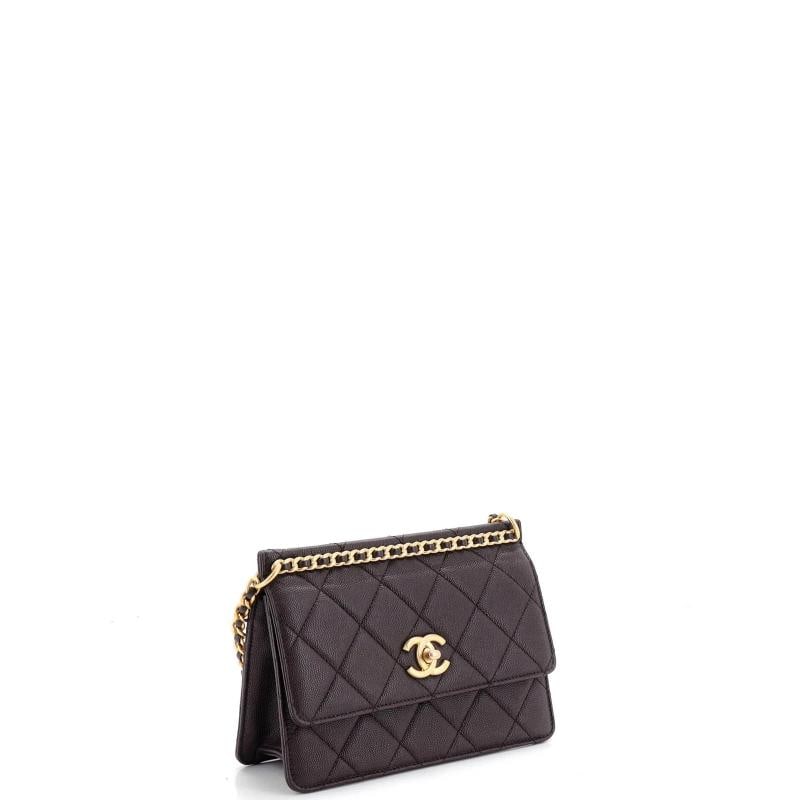 Chanel Chain Frame Flap Bag Quilted Caviar Small - 2