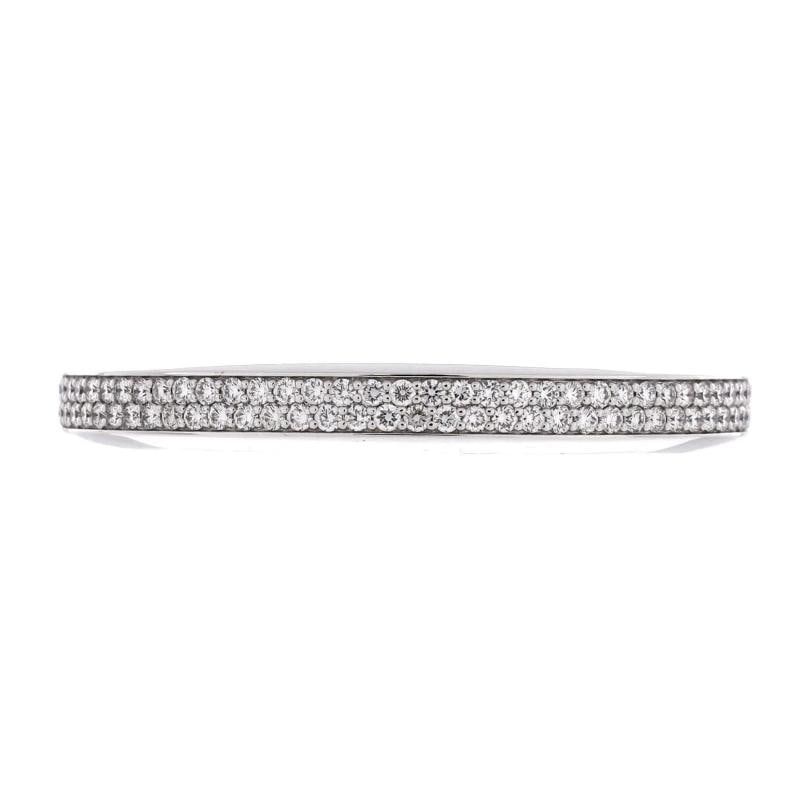 Tiffany & Co. Lock Bangle Bracelet 18K White Gold with Pave Diamonds - 3