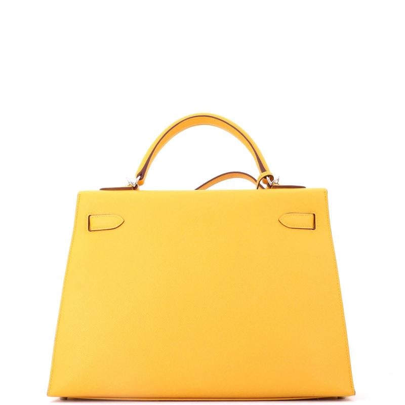 Hermes Kelly Handbag Yellow Epsom with Palladium Hardware 32 - 3