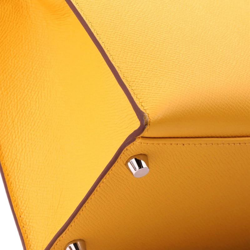 Hermes Kelly Handbag Yellow Epsom with Palladium Hardware 32 - 7
