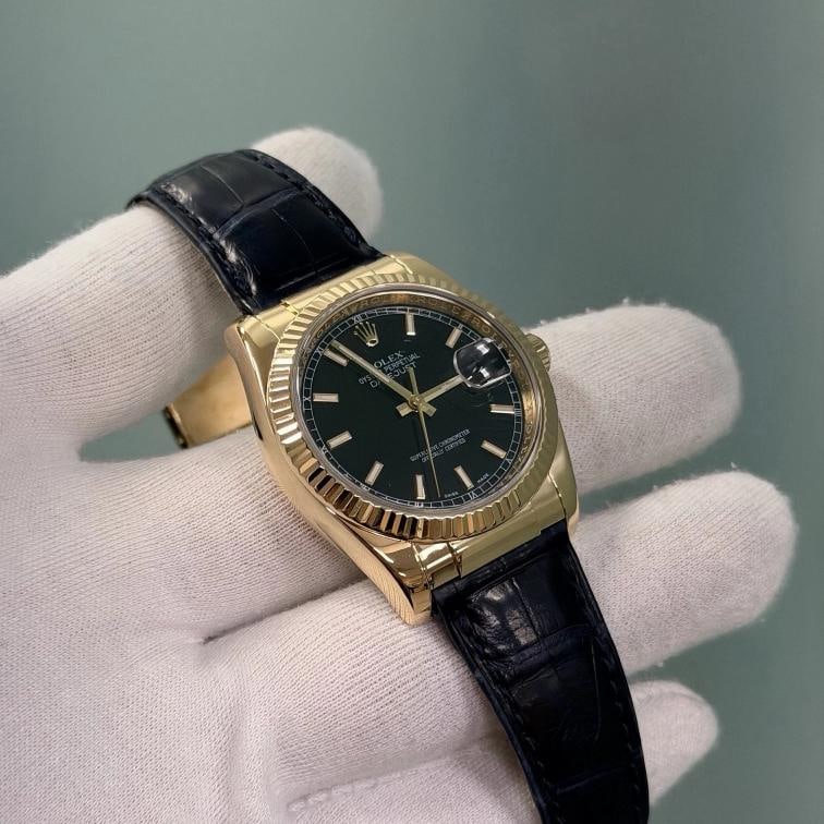 Rolex Datejust 116138 36mm Black Dial 18k Yellow Gold Box Paper - 5