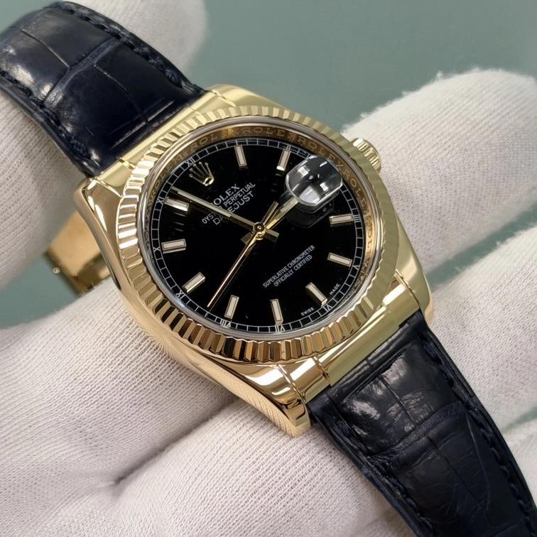 Rolex Datejust 116138 36mm Black Dial 18k Yellow Gold Box Paper - 7