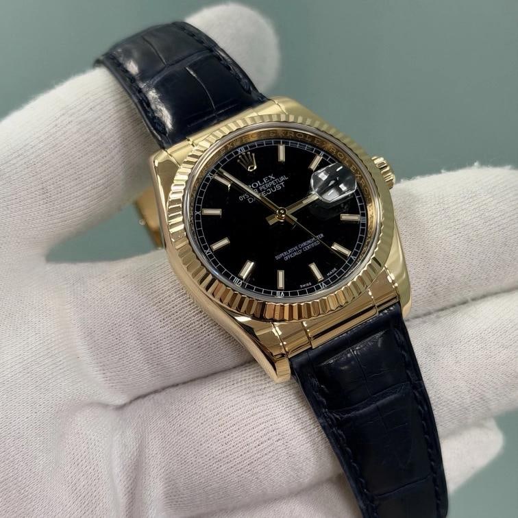 Rolex Datejust 116138 36mm Black Dial 18k Yellow Gold Box Paper - 8