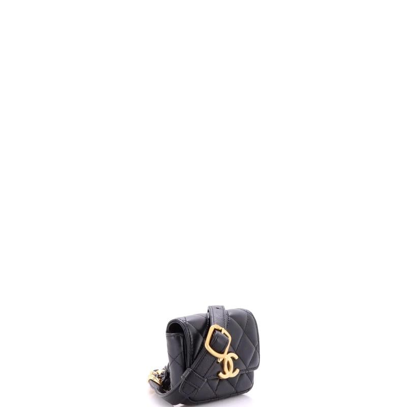 Chanel Lacquered Metal CC Flap Card Holder Belt Bag Quilted Lambskin - 3