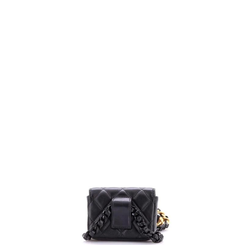 Chanel Lacquered Metal CC Flap Card Holder Belt Bag Quilted Lambskin - 4