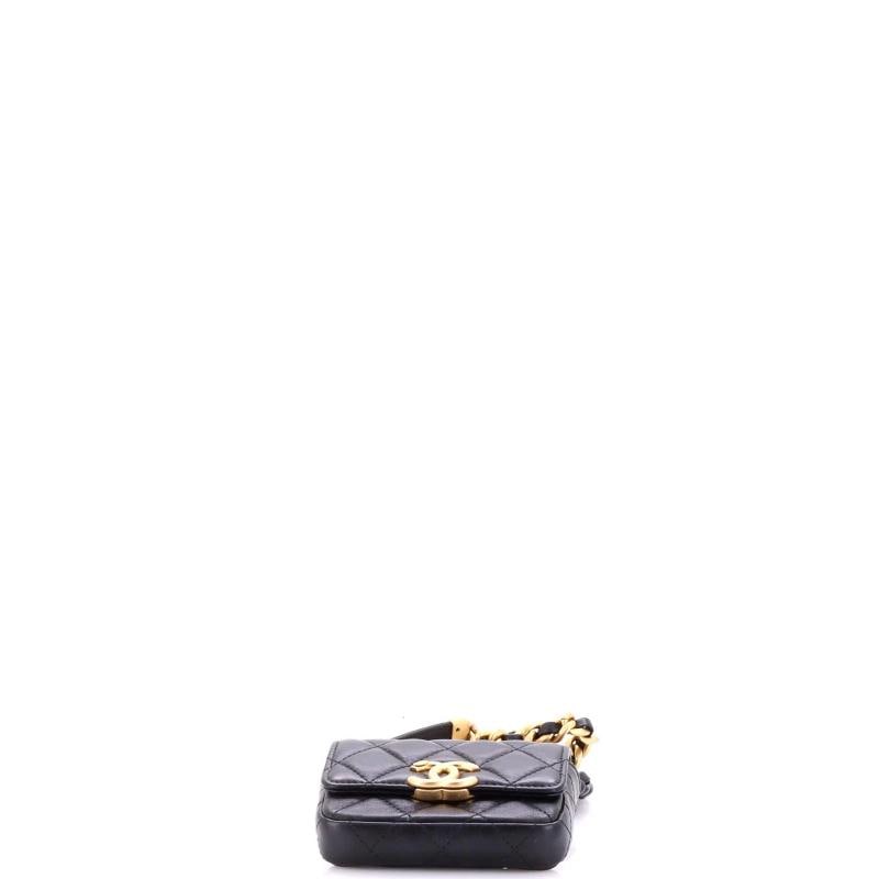 Chanel Lacquered Metal CC Flap Card Holder Belt Bag Quilted Lambskin - 5
