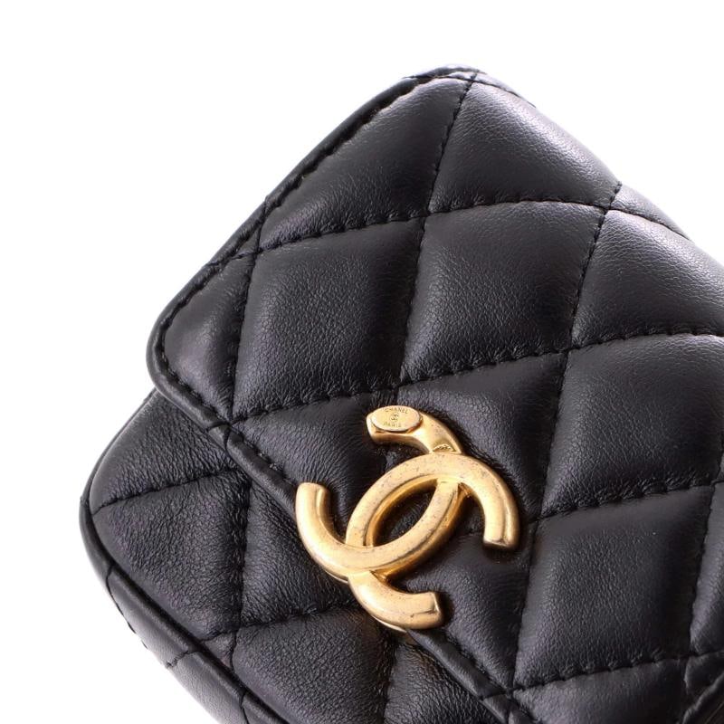 Chanel Lacquered Metal CC Flap Card Holder Belt Bag Quilted Lambskin - 7