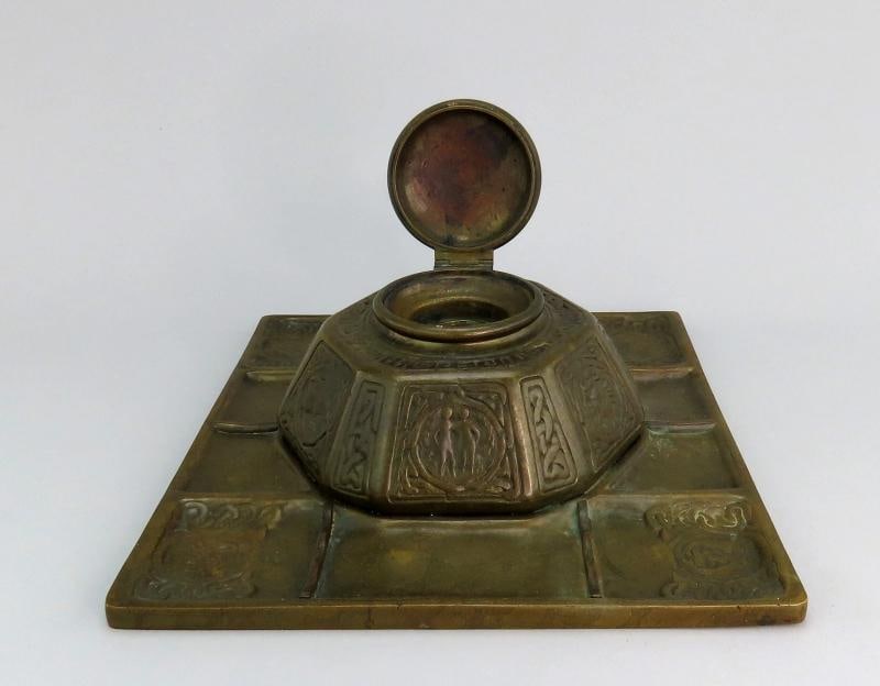 Fabulous Tiffany Studios Largest Zodiac 1073 Inkwell Desk Tray 10 3/4" x 9 3/4" - 2