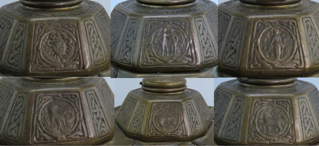 Fabulous Tiffany Studios Largest Zodiac 1073 Inkwell Desk Tray 10 3/4" x 9 3/4" - 3