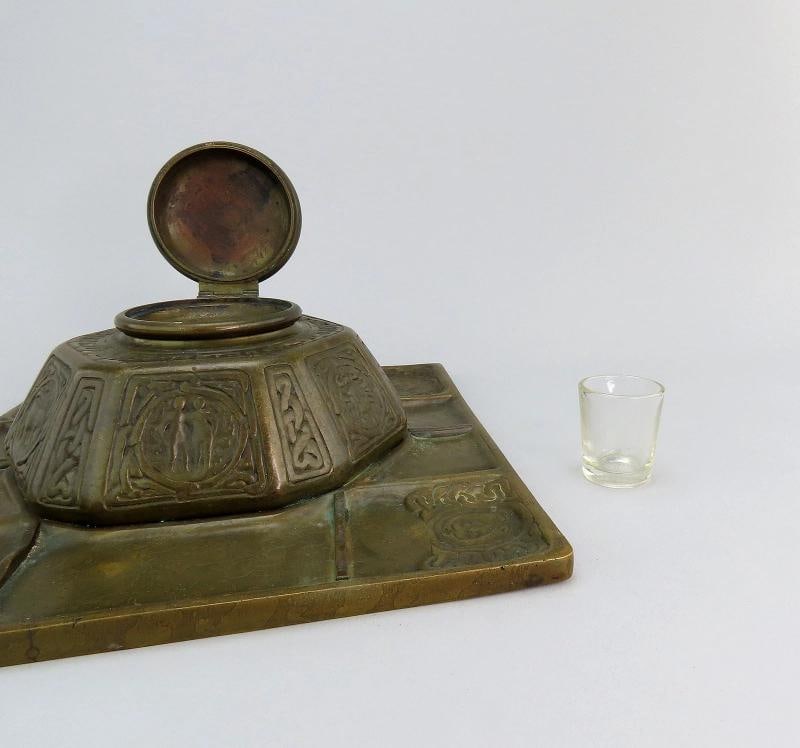 Fabulous Tiffany Studios Largest Zodiac 1073 Inkwell Desk Tray 10 3/4" x 9 3/4" - 9